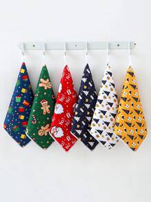 3 piezas de paños de limpieza de poliéster súper suaves con temática navideña de dibujos animados, toallas tejidas cuadradas adecuadas para la cocina y el baño, absorbentes y sin pelusa, herramientas de limpieza navideñas multifuncionales