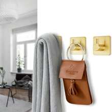 MiLaiWP Bộ phụ kiện phòng tắm bằng thép không gỉ bao gồm thanh treo khăn, giá treo giấy vệ sinh, móc treo tường, móc treo áo choàng, móc treo áo khoác cho bộ phụ kiện phòng tắm 6/3 chiếc - Vàng - Xem 8