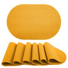 Set de 6 Manteles Individuales Antideslizantes y Reutilizables – Impermeables, Decorativos y Fáciles de Limpiar para Embellecer tu Mesa con Estilo - Amarillo / Net - Ver 9
