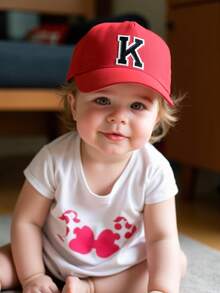 Boné de beisebol ajustável com estampa de letras de A a Z para bebês e meninos, chapéu de sol infantil, unissex para uso casual.