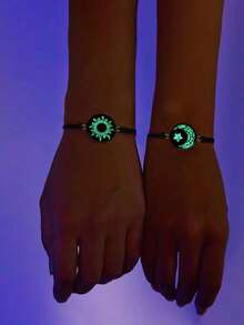 1pair Luminous Sun Moon Stars Couple's Hand Rope Best Friend Bracelet