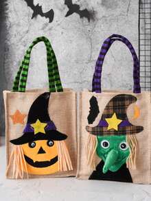 1pc New Halloween Gift Non-Woven Fabric Handbag, Candy Bag, Ghost Festival Pumpkin Bag, Accessory Prop Gift Bag. This Handbag Adopts A Portable Design And Is Equipped With A Comfortable Handle For Easy Carrying At Any Time. Whether You Are Attending A Party Or Outdoor Activities, You Can Easily Carry This Handbag,