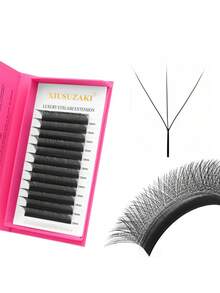 12 Rows 3D Pre-Made Cluster Eyelashes, Automatic Blooming W-Shape, Natural & Soft False Eyelashes For Lash Extension - Black - View 5