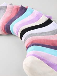10 Pairs Random Color Candy-Colored Dopamine Style Socks, Japanese Sweet Lolita Daily Versatile, Low-Cut Non-Slip Breathable Odor-Resistant Ladies Socks