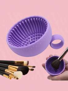 化妆刷清洁剂 - 优质硅胶刷子和防滑碗 - 轻松深度清洁所有面部刷子 - 多功能，美容刷毛清洁碗，硅胶化妆刷擦洗垫，清洁盒，便携式清洁器 - 彩色 - 查看 7