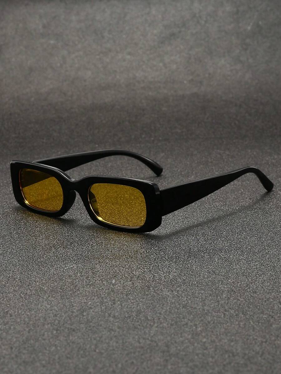 1pc Y2K Square Frame Cute Daily Unisex Party Fashion Fashion Glasses - Yellow - View 1