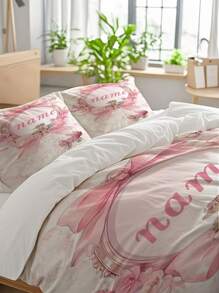 3pcs Customized Name Floral Butterfly Bedding Set, Sweet Princess Style, Suitable For Girls' Bedroom, Sleepovers, Gifts, Personalizes Sleeping Space, Easy To Match And Clean, Customized Duvet Cover, Customized Name Bedding Set, Suitable For All Occasions - Multicolor - View 8