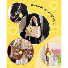 Lemon Coin Purse Charm Leather Change Purse With Keychain Cute Fruit Coin Pouch With Zipper Mini Fruit Bag Charm Coin Purse For Women Lemon Yellow - 黃色 - 查看 5