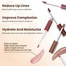 Lip Liner And Gloss Set, Dark Brown Plumping Lip Liner Lip Pencil Moisturizing Lightweight Lip Gloss Lip Combo, High Shine Glossy Lip Tint Lip Stain Makeup Long Lasting Lip Care For Women - 01 nâu nhạt - Xem 3