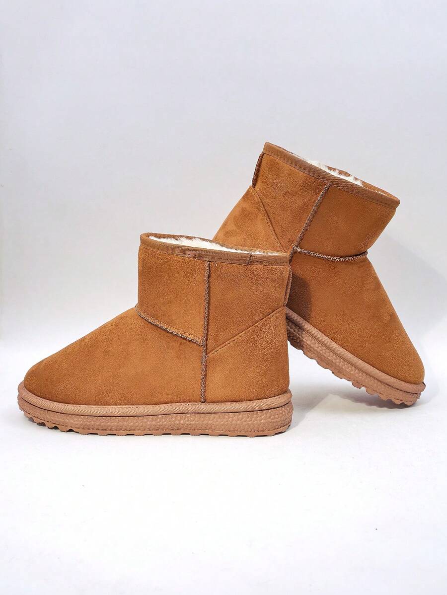 Autumn/Winter New Teenage Snow Boots, Flat Warm Plush Thick Sole Boys/Girls Ankle Boots - Brown - View 1