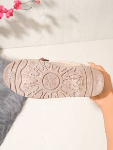 Botas cortas con lazo lindas para mujer, botas de nieve cálidas de invierno