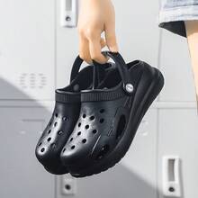 Thick Sole Hollow Out Slide Sandals, Fashion Closed Toe Anti-Slip Casual Summer Slippers For Women - 6806 Black - View 4