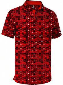 Men's Golf Shirts Short Sleeve Moisture Wicking Performance Print Patterns Casual Collared Golf Polo Shirt For Men-2025 - Màu Đỏ Sâu - Xem 1