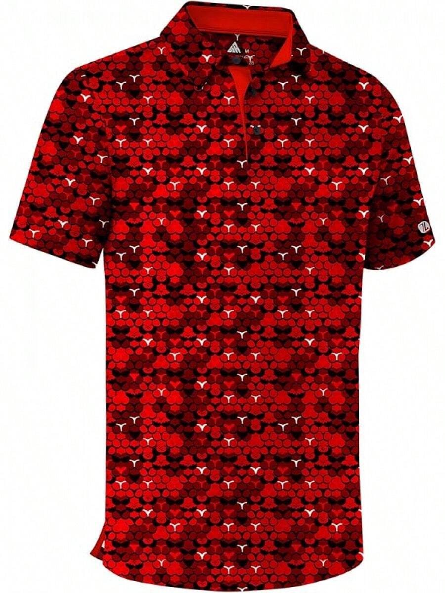 Men's Golf Shirts Short Sleeve Moisture Wicking Performance Print Patterns Casual Collared Golf Polo Shirt For Men-2025 - Màu Đỏ Sâu - Xem 1