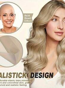 1 件逼真秃头帽 - 乳胶模拟假发帽，适合男女，适合派对、恶作剧、角色扮演和舞台表演，轻巧舒适，完美的生日和活动礼物，万圣节恶作剧配件