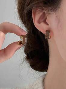 Zestaw 3 par kolczyków w kształcie sześcianu w stylu retro, minimalistyczny, elegancki, dla kobiet, uniwersalny do noszenia na co dzień, jesień/zima