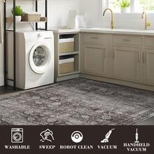 Washable Rugs For Living Room Vintage Rugs With Non-Slip Backing, Low Pile Stain-Resistant Distressed Oriental Carpet, Indoor Foldable Floral Print Floor Covering For Bedroom - Brown - View 10