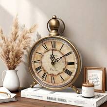 European Style Retro Iron Painted Desk Clock, Home Decor For Living Room Bedroom, Hanging Wall Clock, Tabletop Antique Style Silent Non-Ticking Decorative Clock Room Decor Digital Clock Alarm Clock Bedroom Decor Dormitory Decor Back To School School Decor School Surprise School Supplies
