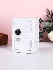 POKOJA LAND 1pc All-Metal Password Piggy Bank With Built-In Removable Coin Box + 2 Keys, Minimalist White Password & Key Dual-Lock Metal Money Saving Box, Birthday Gift - White - View 15