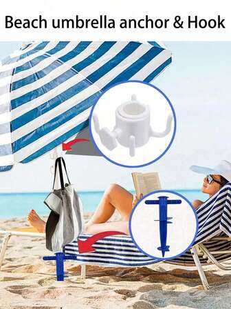 1 Piece Heavy-Duty Beach Umbrella Sand Anchor, Durable Plastic Beach Umbrella Anchor, Suitable For All Sizes Of Outdoor Beach Umbrella Bases, Camping Safety Stakes, Safe Umbrella Racks, Assorted Colors, Perfect For Christmas, Halloween, Other Holidays