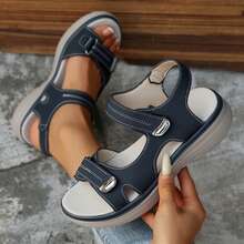 Women Flat Comfortable Sandals Open Toe Summer Adjustable Fashion Dress - 藍色 - 查看 3