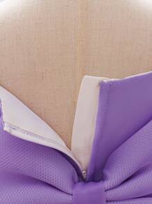 Baby Girls Spaghetti Strap Bow Organza Cute Flower Girl Princess Dress, Suitable For 1st Birthday, Wedding, Party, Does Not Include Headband - Mauve Purple - View 9