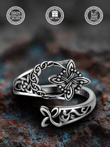 1 件 S925 纯银凯尔特结新月巫婆结戒指，女士珠宝，适合日常装饰、复活节装饰、音乐节装饰、复活节礼物、圣诞节礼物、婚礼礼物，附赠礼品盒 - 星月圖案 - 查看 4