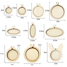 10pcs Wooden Mini Embroidery Hoops Set, Round Cross Stitch Frames, Suitable For DIY Crafts, Pendant Making, Art Decor Accessories, Jewelry Making Tools
