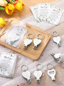 60Pcs/20Sets Wedding Heart Multi Function Bottle Opener Nail Clipper Wedding Favors Wedding Cards White Organza Bags Wedding Souvenir For Guests Wedding Party Supplies Bridal Shower Gift - Nhiều màu - Xem 7