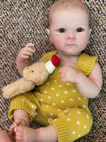 1 件 18 英寸可爱贝蒂女孩全身柔软硅胶乙烯基娃娃逼真手工重生婴儿娃娃，带彩绘头发、服装和配饰，是送给孩子和家庭的理想礼物 - 彩色 - 查看 9