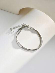 Nooxian 1 pieza Pulsera de cadena de hoja de acero inoxidable minimalista para mujer