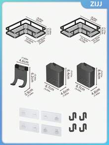 1pc No Drill Double Layer Bathroom Shelf, Bathroom Cosmetics & Toiletries Storage Rack, Kitchen Storage Rack, Living Room & Study Wall Mounted Storage Rack, No Trace Adhesive Design, High Quality Metal Material - Multicolor - View 11