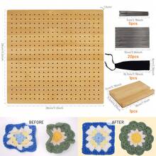 1 Pcs Handcrafted Wooden Blocking Board Crochet, Blocking Board For Square, Super Sturdy Blocking Board Crochet Wood For Crochet And Knitting Projects, Full Kit With Stainless Steel Pins, 1 Stand--Crochet Board-Large - Crochet Board-Large - 查看 2