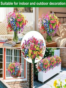 5pcs/3pcs/1pc Artificial Faux Plants Flowers Outdoor Spring Summer Decoration, Fake Silk Colorful Daisy Eucalyptus Realistic UV Resistant For Outside Home Planter Porch Patio Window Yard Decor,Outdoor Decor,Garden Decor (Mix)