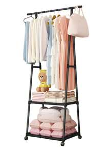 Burro de ropa con ruedas tipo perchero, organizador de ropa vertical, estante metálico para colgar y guardar, mueble de almacenamiento para recámara, cuarto o lavandería