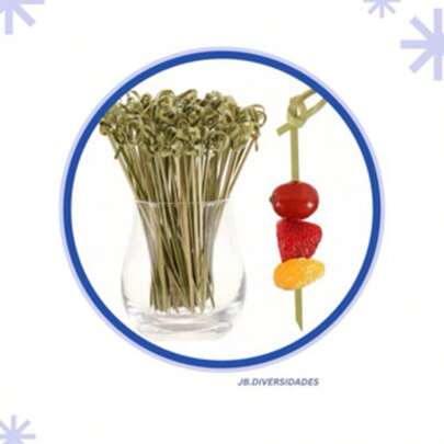 Kit 100 Palitos de Bambu Para Petisco aperitivo Decorado de no 9 cm