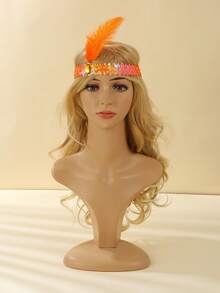 1 件 20 世纪 20 年代风格的羽毛头带，羽毛尺寸随机，适合女性单身派对、万圣节