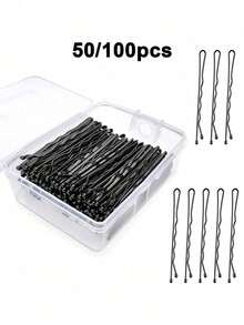 50/100 chiếc kẹp tóc nữ màu trơn, kiểu dáng thường ngày, kẹp tóc chống trượt, kẹp tóc cho nữ, phụ kiện tóc, kẹp tóc số lượng lớn cho tiệm làm tóc, phụ kiện tạo kiểu tóc tối giản, kẹp tóc sóng vô hình cho mọi loại tóc, kẹp càng cua, kẹp tóc, kẹp tóc cài, kẹp tóc, đồ dùng học tập, phụ kiện đội đầu - màu đen - Xem 1