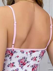 Vestido camisola ajustado y cómodo con estampado floral dulce en toda la superficie, ideal para vacaciones de primavera y verano