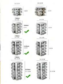 12pcs Glass Bottle / 16pcs Glass Bottle/20pcs Glass Bottle Multi-Size 360° Rotating Stainless Steel Large Capacity Airtight Moisture-Proof Kitchen Spice Rack (Including Accessories: Spice Jars)
