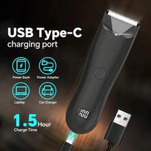 男士体毛修剪器，电动剃须刀，电动私处毛发修剪器，陶瓷刀片男士卫生剃须刀，500mAh电池容量