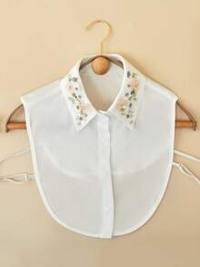 1 Áo nỉ chui đầu cổ cao nhiều lớp thêu ren hạt đen trắng đa năng dành cho nữ - trắng - Xem 21