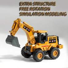 1件儿童合金挖掘机，儿童玩具，男孩惯性玩具车，婴儿玩具 - 彩色 - 查看 4