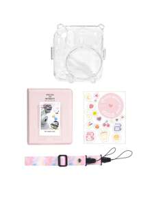 Cámara instantánea mini con estuche protector de cáscara de cristal, incluye funda para el Body de la cámara, correa, juego de 3 accesorios y paquete de 64 hojas de recambio para álbum de fotos de 3" de "Tiempo Dulce"