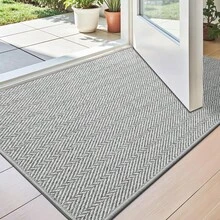 Ultra Thin Indoor Door Mat For Entrance ,Non Slip Entryway Mat, Low Profile Doormat, Unique Herringbone Design Carpet For Inside, Patio, Porch, Hoom Decor - Xám - Xem 1