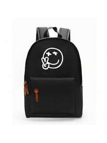 夜光背包，宇航员印花简约校园风格背包，大容量，轻便便捷的休闲背包，适合青少年（返校季） - 黑色 - 查看 4