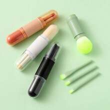 4-In-1 Compact Makeup Brush Set, Includes Powder, Eyeshadow, Eyebrow, Lip Brushes, Available In 4 Colors