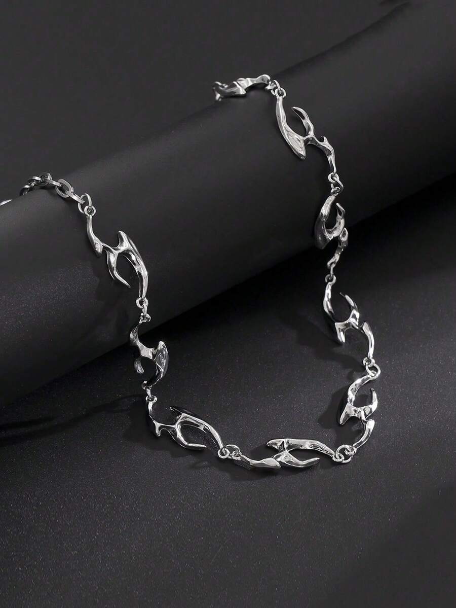 1 件男士多功能嘻哈不对称钛钢火焰吊坠项链，时尚百搭男士珠宝，适合日常佩戴、派对、礼物