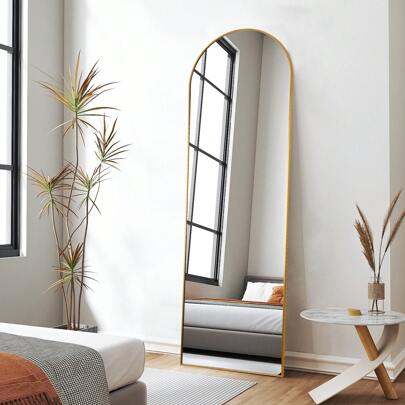 Sour Lemon Modern Arched Mirror, Free Standing Mirror Full Length, Large Floorfull Length Mirrors With Aluminum Frame, Standing Hanging Or Leaning Against Wall For Bedroom, Entry, Living Room Bedroom, Dressing