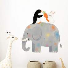 花卉老鼠墙贴 防水浴室厕所贴花 可爱大象自粘墙贴 卡通花蝴蝶儿童房幼儿园装饰贴